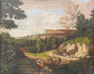 van LINT Hendrik Frans,Paesaggio romano con Colosseo e viandanti,Dams Casa d'Aste 2024-02-22