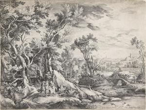van LONDERSEEL Jan 1578-1624,Landscape with Abraham and the Three Angels,Swann Galleries 2024-04-18