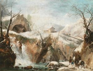 van LOO Jules César Denis 1749-1821,A mountainous winter landscape with travellers,Palais Dorotheum 2022-12-19