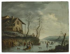 van LOO Jules César Denis 1749-1821,Skaters in a frozen winter landscape,Christie's GB 2022-03-17