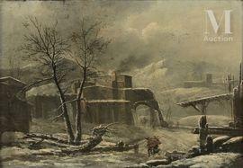 van LOO Jules César Denis 1749-1821,Village sous la neige,Millon & Associés FR 2021-09-29