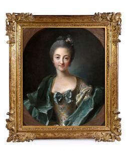 Van LOO Louis Michel 1707-1771,Portrait de demoiselle dans un ovale peint,Coutau-Begarie 2024-04-17