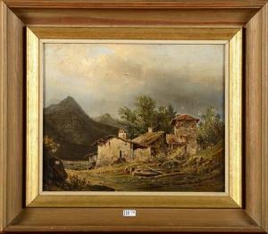 van MARCKE Jean Baptist 1797-1849,Coin de village animé en montagne,1838,VanDerKindere BE 2014-10-07