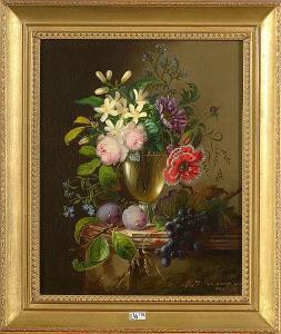 van MARCKE ROBERT Julie Palmyre 1801-1875,Nature morte au vase de fleurs et aux ,1856,VanDerKindere 2022-02-15