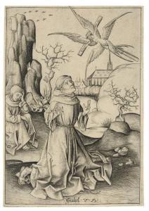 van MECKENEM Israhel 1445-1503,Saint Francis receiving the Stigmata,1490,Christie's GB 2010-03-31