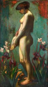 Van MEEGEREN Han 1889-1947,Standing nude study with Iris and Narcissi,Tennant's GB 2024-03-16
