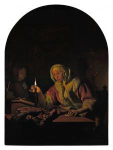 van MIERIS Frans I 1635-1681,A young woman sealing a letter by candlelight,1667,Sotheby's 2023-01-26