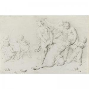 Van MIERIS Willem 1662-1747,NYMPHS, PUTTI AND A SATYR IN BACCHIC REVELS,1702,Sotheby's GB 2007-01-25
