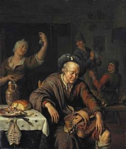 Van MIERIS Willem 1662-1747,The sleeping hurdy-gurdy player,1690,Christie's GB 2015-10-06