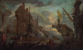 van MINDERHOUT Hendrik 1632-1696,An oriental harbour with a fortress,Christie's GB 2012-05-04
