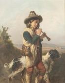 van MUYDEN Jacques Alfred 1818-1898,Hirte mit Hund beim Flötenspiel.,Dobiaschofsky CH 2007-05-01