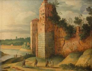 Van NIEULANDT Willem II 1584-1635,Paysage avec une forteresse en ruine,Ader FR 2024-03-26