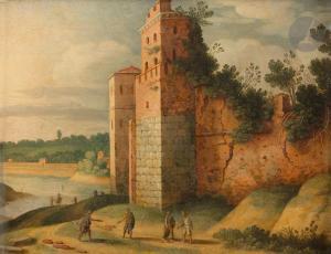 Van NIEULANDT Willem II 1584-1635,Paysage avec une forteresse en ruines,Ader FR 2023-11-21