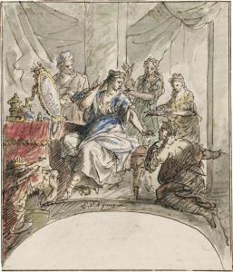 van NIJMEGEN Elias 1667-1755,Helena empfängt einen Boten,Galerie Bassenge DE 2018-11-30