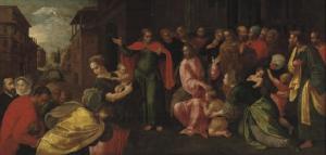 van NOORT Adam 1562-1641,Christ suffering the Children to come unto Him,Christie's GB 2008-02-26