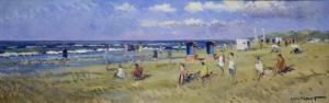 VAN NOORT Alexander Frederic 1953,Een dagje aan het strand, Zandvoort,Venduehuis NL 2022-10-11