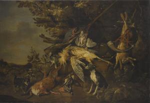 van NOORT Pieter 1602-1662,DOGS GUARDING SPOILS FROM THE HUNT,Sotheby's GB 2018-12-06