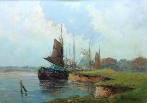 Van Norden Wilhelm Hendrik 1883-1978,Dutch Barges, awaiting the ti,Bamfords Auctioneers and Valuers 2016-04-13