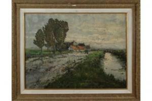 Van Norden Wilhelm Hendrik 1883-1978,polder landscape with hikers,Twents Veilinghuis NL 2015-07-03