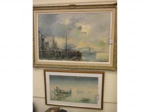 VAN NORDEN Wim 1917-2001,harbour at Wapping with boats in dock,Campbells GB 2015-08-18