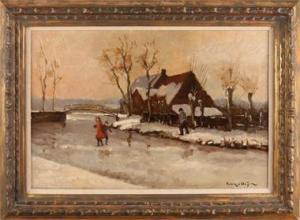 VAN OOYEN Toon 1885-1954,Hollands wintergezicht met ijspret,1954,Twents Veilinghuis NL 2017-07-14
