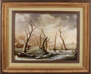 van Opstal Andreas Johannes 1792-1858,Firemen in snowy landscape with bridg,1823,Twents Veilinghuis 2018-04-20