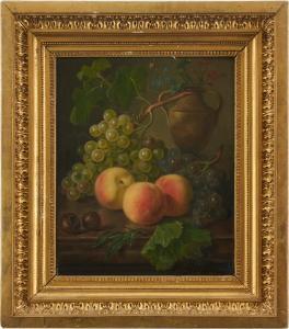 Van OS Georgius Jacobus J. 1782-1861,Stilleben med vindruvor och persikor,Uppsala Auction 2023-01-17