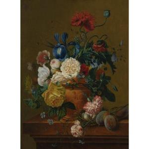 Van OS Jan 1744-1808,A STILL LIFE OF FLOWERS, FRUIT AND BIRD'S NEST,Sotheby's GB 2010-06-03