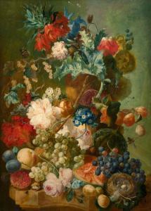 van OS Jan 1744-1808,Bouquet de fleurs et fruits sur un ent,Artcurial | Briest - Poulain - F. Tajan 2024-03-20