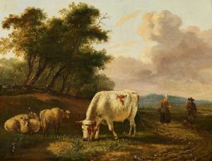 van OS Pieter Gerardus 1776-1839,Bauern mit Schafen und Kuh;,Dobiaschofsky CH 2023-11-08