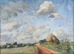 van OSS Tom 1901-1941,Suffolk scene with lane and haystack,Denhams GB 2018-01-03