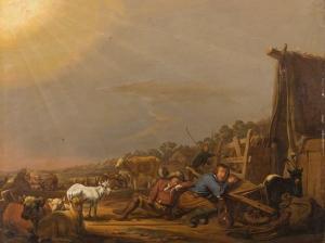 van OSSENBECK Jan 1624-1674,Annunciation to the Shepherds,1644,Auctionata DE 2015-03-24