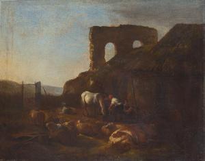 van OSSENBECK Jan 1624-1674,Farm scene with peasants and cows,Subastas Segre ES 2024-02-06