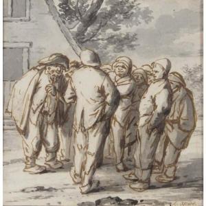 VAN OSTADE ADRIAEN 1610-1685,a group of peasants,Sotheby's GB 2004-11-02