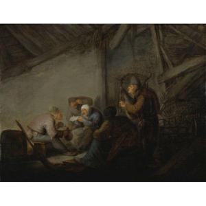 VAN OSTADE ADRIAEN 1610-1685,PEASANTS IN A TAVERN, POSSIBLY A DEPICTION OF THE ,Sotheby's 2011-06-09