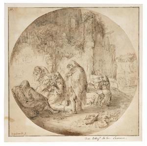 Van OSTADE Isaac Jansz 1621-1649,Travellers resting in a rocky landscape with ruin,Palais Dorotheum 2024-03-28