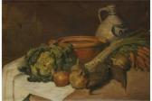 VAN OUDHEUSDEN Stef 1900-1900,STILL LIFE OF VEGETABLES AND POTS ON A TABLE,Sworders GB 2015-03-10