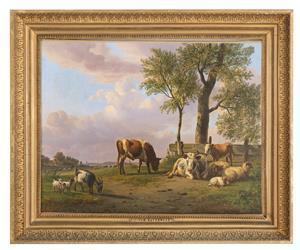 van RAVENZWAAY Jan 1789-1869,Farm Scene with Cattle and Sheep,1826,New Orleans Auction US 2021-10-24
