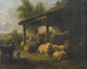 van RAVENZWAAY Jan 1789-1869,Farm scene with young boy and sheep,19th century,Eastbourne 2021-09-08