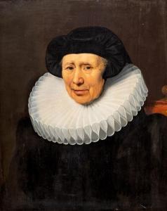 Van RAVESTEYN Jan Anthonisz 1570-1657,A portrait of an 83-year-old lady with a whit,1624,Venduehuis 2023-11-15