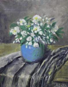 van REGTEREN ALTENA Marie Engelina 1868-1958,Witte bloemen in blauw vaasje,Venduehuis NL 2022-10-11