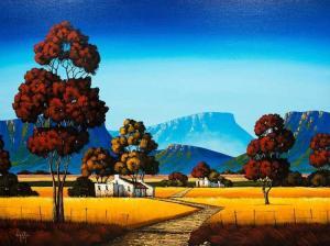 VAN RENSBURG Nicky,Mountain Landscape with Cottages and Trees,2015,5th Avenue Auctioneers 2016-10-16