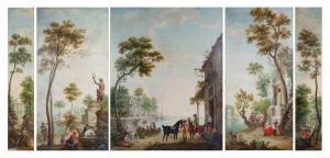 van REYSSCHOOT Petrus Norbertus 1738-1795,Scène portuaire animée avec au secon,Brussels Art Auction 2013-02-05