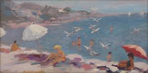 van ROEKENS Paulette 1896-1988,Beach Scene,Freeman US 2023-12-05