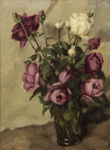VAN ROOY C.M 1895,Still life - vase of roses,Maynards CA 2016-06-22