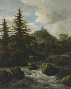van RUISDAEL Jacob Isaaksz,A MOUNTAINOUS LANDSCAPE WITH A FAST-RUNNING RIVER ,Sotheby's 2015-07-08