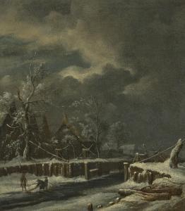 van RUISDAEL Jacob Isaaksz,Winter landscape with houses near a frozen canal,Christie's 2023-07-14