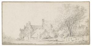 Van RUYSDAEL Salomon 1602-1670,FARM BUILDINGS BY TREES,Sotheby's GB 2017-01-25