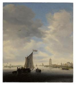 Van RUYSDAEL Salomon,Ships on the Boven-Merwede with Gorinchem in the D,1659,Sotheby's 2024-02-01