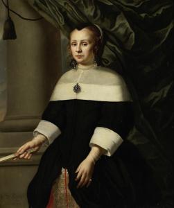 van SAVOY Carel 1621-1665,Portrait of a lady, three-quarter-length, in a bla,1657,Bonhams 2018-07-04